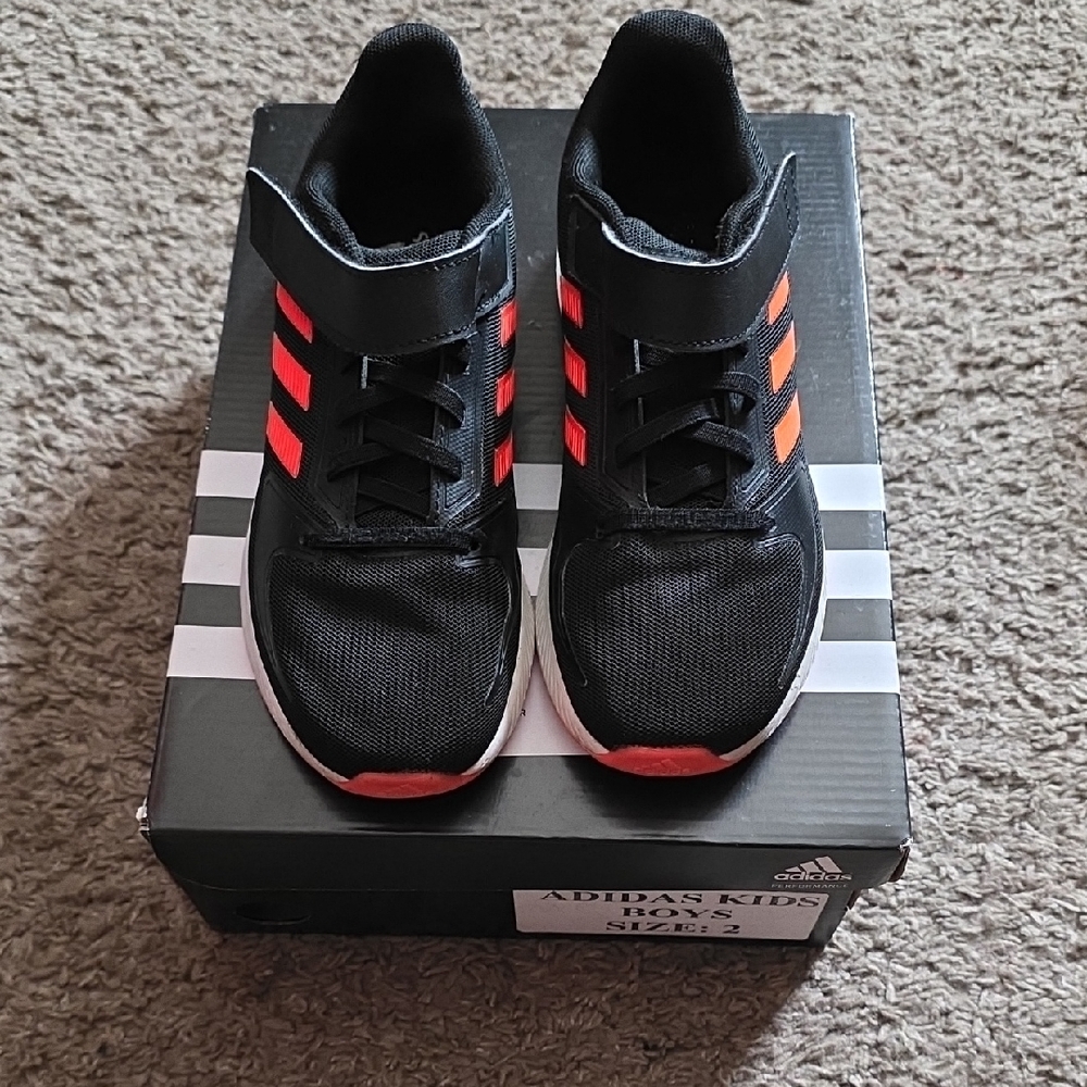 Adidas Kids Black and Orange Sneakers
